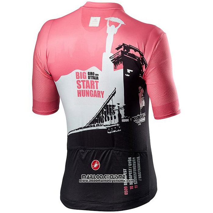 2020 Maillot Cyclisme Giro d'Italia Blanc Noir Rose Manches Courtes et Cuissard